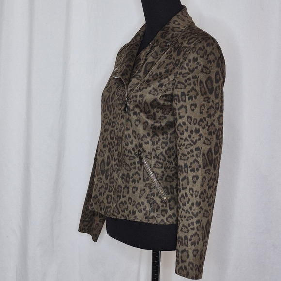 Catherine Malandrino Faux Leather Leopard Print Asymmetric Zip Jacket - Size XS - Picture 5 of 15